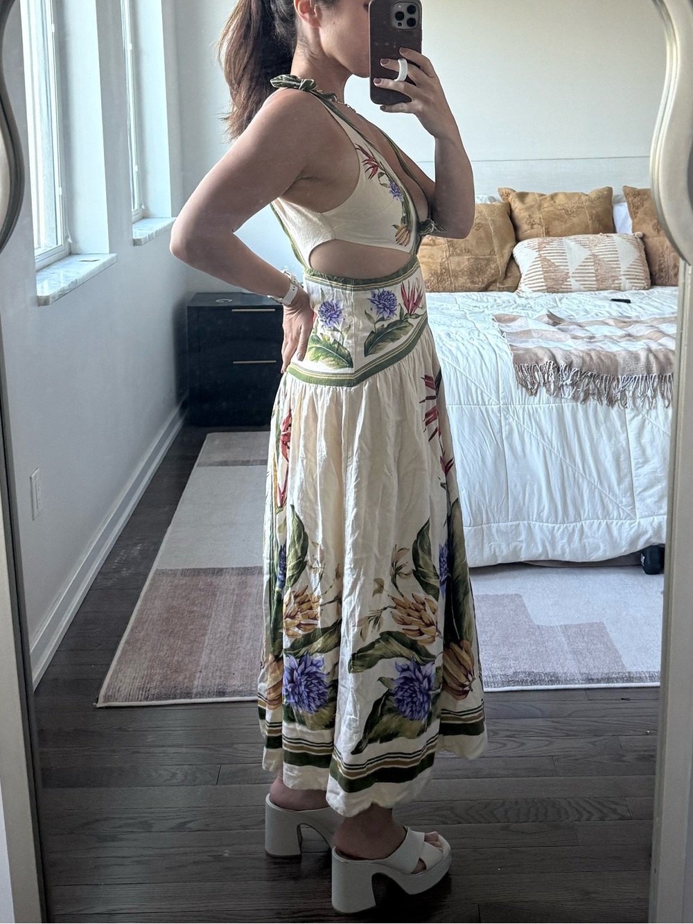 Farm Rio Tropical Scarf Sand Midi Dress - Picture 7 of 10